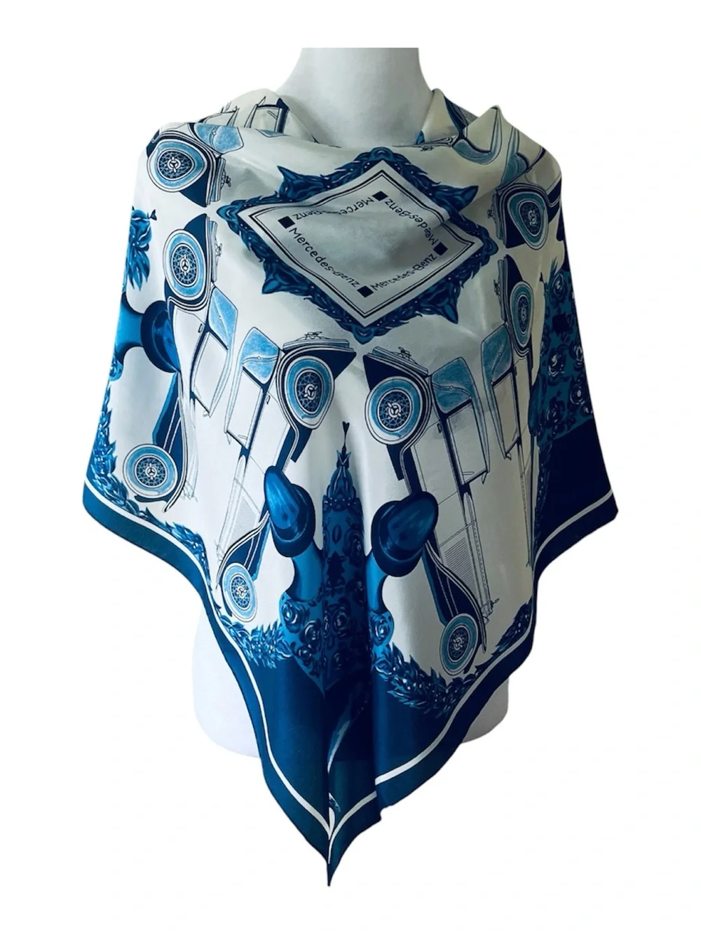 🧣 Vintage Mercedes-Benz Silk Scarf - Pristine Condition | Rare Collector's Piece